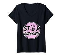 Donna Design Anti-bullismo - Stop Bullying Hand Maglietta con Collo a V
