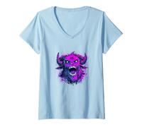 Donna Design audace e Occulto: Presenta l'iconico Baphomet Maglietta con Collo a V
