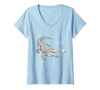 Donna Design Boop The Angry Alligator per Amanti degli Animali e Divertimento Maglietta con Collo a V