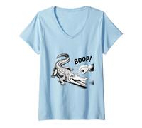 Donna Design Boop The Angry Alligator per Amanti degli Animali e Divertimento Maglietta con Collo a V