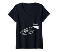 Donna Design Boop The Angry Alligator per Amanti degli Animali e Divertimento Maglietta con Collo a V