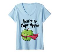 Donna Design Carino con Mela You're So Cape-Apple Maglietta con Collo a V