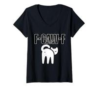 Donna Design Cat F-CAW-F per Un Divertimento Sarcastico Maglietta con Collo a V