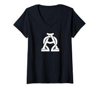 Donna Design cattolico cristiano con Alpha e Omega Chrismon Maglietta con Collo a V