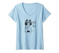 Donna Design Cavalier King Charles Spaniel Let's Go! Maglietta con Collo a V