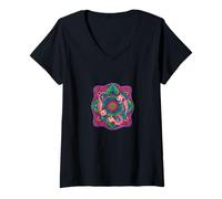 Donna Design colorato Axolotl Mandala per gli amanti degli animali Maglietta con Collo a V