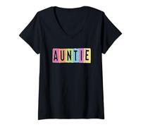 Donna Design colorato con Lettere a Scacchi Maglietta con Collo a V