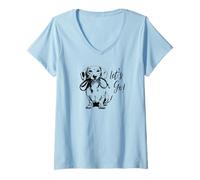 Donna Design con Bassotto Let's Go! - Happy Doxie Design Maglietta con Collo a V