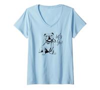 Donna Design con Bulldog Inglese Let's Go! - Design Bulldog Inglese Maglietta con Collo a V