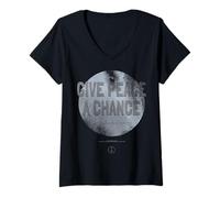 Donna Design con Cerchio Give Peace A Chance Maglietta con Collo a V
