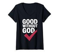 Donna Design con Cuore audace Good Without God Maglietta con Collo a V