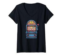 Donna Design con jackpot della slot machine Lucky 777 Maglietta con Collo a V