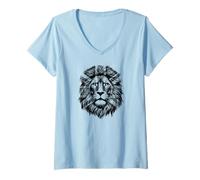 Donna Design con leone britannico Maglietta con Collo a V