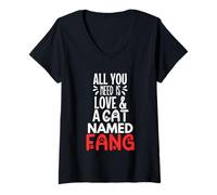 Donna Design con Nome di Gatto - all You Need is Love! Maglietta con Collo a V