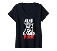 Donna Design con Nome Gatto Dune: Tutto ciò di Cui Hai Bisogno è Amore Maglietta con Collo a V