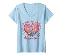 Donna Design con Scritta If You Give Me a Student I Will Love Them Teacher Maglietta con Collo a V