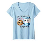Donna Design con Scritta You're The Milk to My Cookie Maglietta con Collo a V