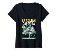 Donna Design del Movimento Brasiliano di Arti Marziali Afro Capoeira Maglietta con Collo a V