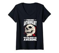 Donna Design del Teschio di antropologia forense Maglietta con Collo a V
