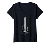 Donna Design della Chitarra Divisa - Acoustic Meets Electric Graphic Maglietta con Collo a V