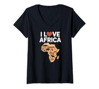Donna Design della Silhouette del continente Africano Maglietta con Collo a V