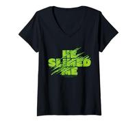 Donna Design di He Slimed Me Ghostbusters per Halloween Maglietta con Collo a V