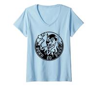 Donna Design Divertente con Scritta Born to Burn Maglietta con Collo a V