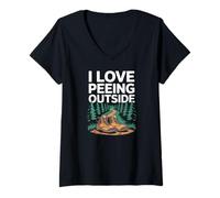 Donna Design divertente con scritta "I Love Peeing Outer" Maglietta con Collo a V