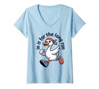 Donna Design Divertente da Jogging in It for The Long Run Goose Running Maglietta con Collo a V