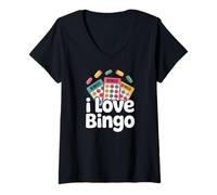 Donna Design Divertente del Gioco I Love Bingo Entusiast Maglietta con Collo a V
