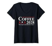 Donna Design Divertente della Parodia della Campagna elettorale del caffè 2028 Maglietta con Collo a V