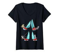 Donna Design divertente per amanti dei gatti a vela Maglietta con Collo a V