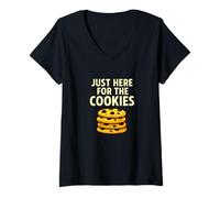 Donna Design Divertente per Gli Amanti degli Snack con Scritta Just Here for The Cookies Maglietta con Collo a V
