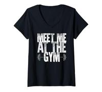 Donna Design Divertente per Il Fitness Meet Me At The Gym Maglietta con Collo a V