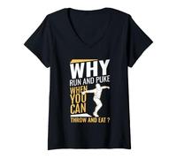 Donna Design Divertente Why Run And Puke When You Can Throw And Eat Maglietta con Collo a V