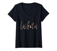 Donna Design elegante vintage di Los Gatos California Maglietta con Collo a V