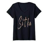 Donna Design elegante vintage Sitka Alaska Maglietta con Collo a V