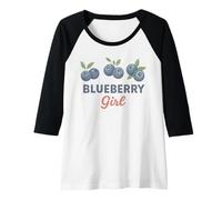 Donna Design estetico Moderno per Amanti della Frutta della Ragazza dei mirtilli Maglia con Maniche Raglan