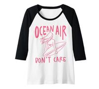 Donna Design Estivo Ocean Air Don't Care Surfer Girl Maglia con Maniche Raglan