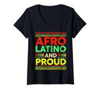 Donna Design etnico afro latino e orgoglioso audace tipografia Maglietta con Collo a V