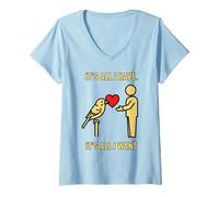 Donna Design Grafico Minimalista a Forma di Cuore Maglietta con Collo a V