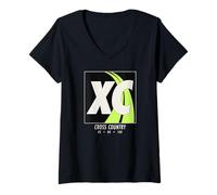 Donna Design Grafico Minimalista XC Moderno Cross Country Art Maglietta con Collo a V