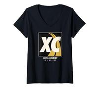Donna Design Grafico Minimalista XC Moderno Cross Country Art Maglietta con Collo a V