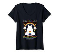 Donna Design "I'm Your Dad Now Free Dad Abbraccio" Maglietta con Collo a V