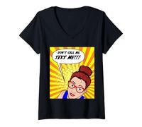 Donna Design in Stile Fumetto Don't Call Me, Text Me Maglietta con Collo a V