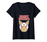 Donna Design infermiera per Pasqua - Happy Easter Maglietta con Collo a V