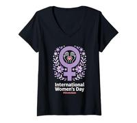 Donna Design Internazionale per l'empowerment della Giornata delle Donne Maglietta con Collo a V