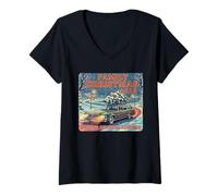 Donna Design Invernale Coordinato con Scritta Merry Christmas Maglietta con Collo a V