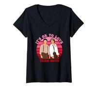 Donna Design "It's Ok To Love Them Both Design" Maglietta con Collo a V