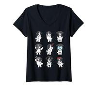 Donna Design Landseer Dog Maglietta con Collo a V